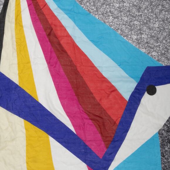 FENDI Abstract Geometric Birds Wool/Silk Square Scarf Shawl - Picture 3 of 9